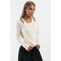 Rippshirt mit Lagenlook-Ausschnitt