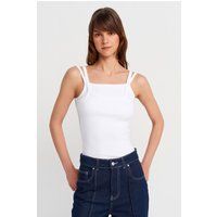 Geripptes Tanktop mit Quadrat-Ausschnitt