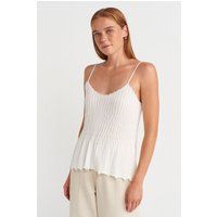 Geripptes Strick-Camisole mit Schößchen