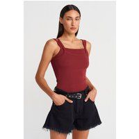 Geripptes Tanktop mit Karree-Ausschnitt