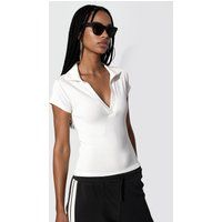 Gerippte Slim-Fit Polo-Bluse