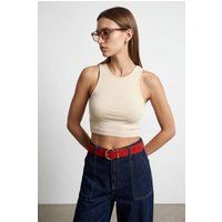 Geripptes ärmelloses Crop-Top