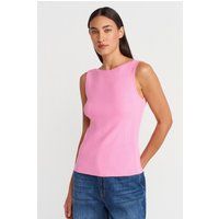 Elegantes geripptes U-Boot-Ausschnitt Top