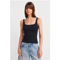 Geripptes Tanktop mit eckigem Ausschnitt