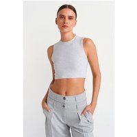 Ärmelloses Crop-Top aus Rippstrick