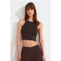 Geripptes Crop-Top aus Baumwollmischung