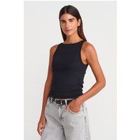 Rippstrick-Top mit Halter-Ausschnitt