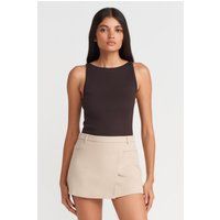 Hochgeschlossenes Rippstrick-Tanktop