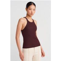 Geripptes Tanktop mit hohem Ausschnitt