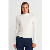Feingeripptes Slim-Fit Mock-Neck Top