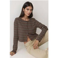 Gestreiftes Crop-Oberteil mit Knopfleiste