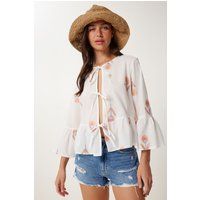 Florale Schößchenbluse mit Bindedetails