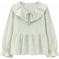 Schalkragen-Bluse mit Rüschen und Schößchen