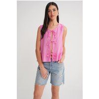 Ärmellose Rüschenbluse mit Bindedetails