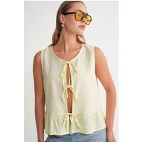 Ärmellose Bluse mit Schleifen-Details