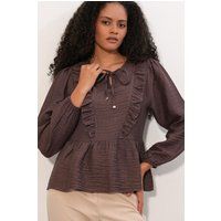 Rüschenbluse mit Schößchen und Bindeband