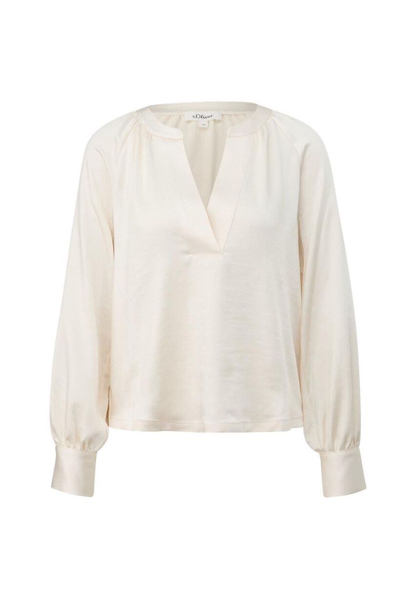 Satinbluse mit V-Ausschnitt und Raglanärmeln