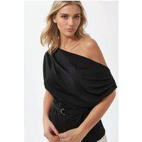 Asymmetrisches drapiertes Top mit Gürtel
