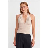 Drapiertes Halterneck-Jersey-Top