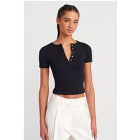 Enges Henley-Crop-T-Shirt