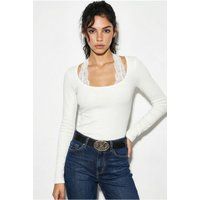 Schmales Langarmshirt mit Karree-Ausschnitt