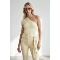 Asymmetrisches One-Shoulder-Top mit Schnalle