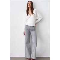 Drapierte Wickelbluse mit V-Ausschnitt