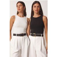 Minimalistisches Slim-Fit Top mit Rundhalsausschnitt