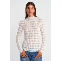 Zarte Spitze-Rollkragenbluse