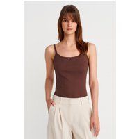 Geripptes Baumwoll-Cami mit Schleife