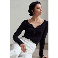 Schmal geschnittenes Henley-Langarmshirt