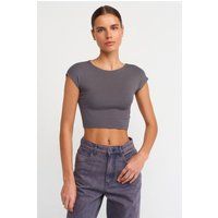 Schmal Geschnittene Crop-Jersey-Bluse