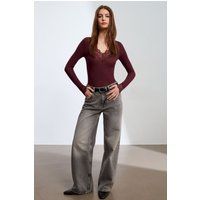Elegantes V-Ausschnitt Top mit Spitze