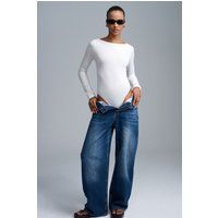 Langarm-Bodysuit mit U-Boot-Ausschnitt