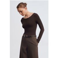 Schmaler Bodysuit mit U-Boot-Ausschnitt