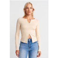 Schmale Jersey-Bluse mit Reißverschluss