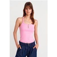 Rippstrick Cami-Top mit Knopfleiste