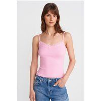 Rippstrick-Camisole mit zarter Spitze