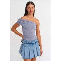 Drapiertes schulterfreies Jersey-Top