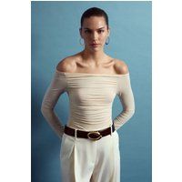 Schulterfreie Slim-Fit Strickbluse