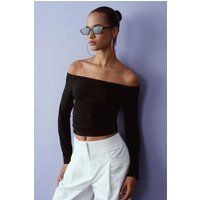 Schulterfreies Slim-Fit Strickoberteil