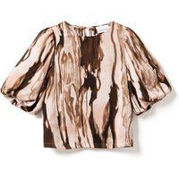 Bluse mit abstraktem Muster und Puffärmeln