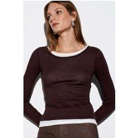 Slim-Fit Baumwollshirt mit Kontrastbesatz