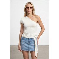 Asymmetrisches One-Shoulder-Top mit Raffung