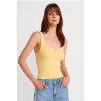 Ripp-Tanktop mit Henley-Ausschnitt