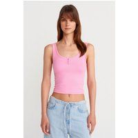 Henley Geripptes Crop Tanktop