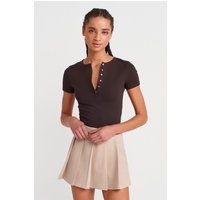 Körpernahes Henley Crop Top