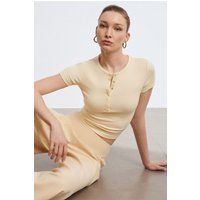Kurze Slim-Fit Jersey-Bluse