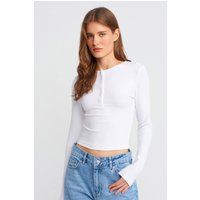 Schmal geschnittenes Langarm-Henley-Top