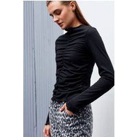 Jersey-Langarmshirt mit Raffung